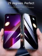 ⁦3 قطع من واقي الشاشة الكامل من الزجاج المقسي لحماية الخصوصية مع حافة سوداء وطباعة حرارية مضادة لتجسس مقاوم للماء وضد الصدمات وتخدش وضد البصمات WFHM77⁩ - الصورة ⁦2⁩