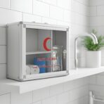 صندوق الإسعافات الأولية - للمنزل والمدرسة مع قفل ومفتاح قابل للحمل والتثبيت على الحائط