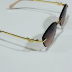 ⁦نظارة شمسية نسائية BVLGARI فراشة جانبية - تدرج بني بدون إطار مع حافظة حماية⁩ - الصورة ⁦7⁩