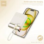 باور بنك Mini قوة 10000 محمول مع كابل ايفون موكسوم لون بيج - 3 مداخل