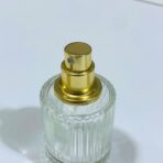 ⁦عبوة زجاج عطر فارغة نسائية فاخرة مع مكان ملصق رأس ذهبي - 30 مل⁩ - الصورة ⁦3⁩