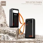 باور بنك 30000 موكسوم مع 2 كوابل ايفون و تايب سي واضاءة - 5 مداخل إضافية