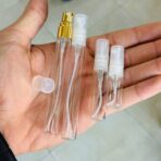 ⁦دستة 12 عبوة تقسيم عطور وتوزيعات مناسبات لون أبيض شفاف - ذهبي ، 3/5/10 مل⁩ - الصورة ⁦3⁩