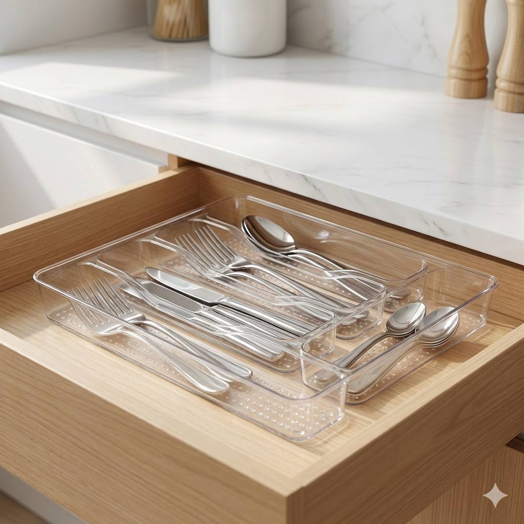 photo_2_2026-01-17_22-32-25 منظم ملاعق وأدوات المطبخ اكريليك فخم - آمن للاستعمال الغذائي - الصورة 1