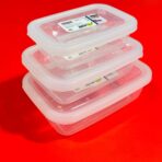 ⁦حافظة طعام صحيه محكمة الاغلاق - 3 أحجام لون أبيض شفاف صنع تركيا ASUDE⁩ - الصورة ⁦3⁩