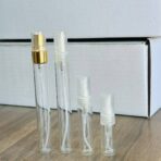 ⁦دستة 12 عبوة تقسيم عطور وتوزيعات مناسبات لون أبيض شفاف - ذهبي ، 3/5/10 مل⁩ - الصورة ⁦4⁩