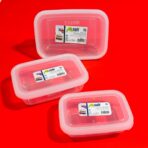 ⁦حافظة طعام صحيه محكمة الاغلاق - 3 أحجام لون أبيض شفاف صنع تركيا ASUDE⁩ - الصورة ⁦4⁩